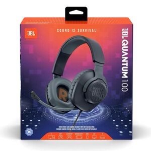 NIB JBL Quantum 100 Wired Over-Ear Gaming Headphones - Black, Large